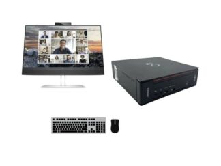 PC set Fujitsu Esprimo Q558 USFF + HP E24m G4 USB-C Conferencing Monitor 23,8"